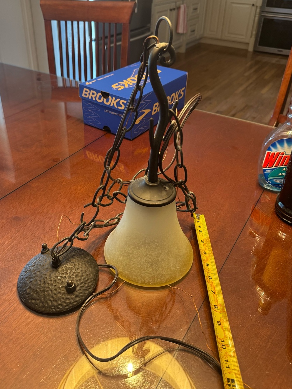 Set of 2 Antique-Style Hanging Pendant Light with Frosted Glass Shade
